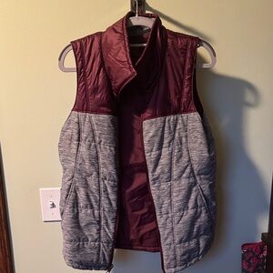 Women's Burgundy and Gray Quilted Vest